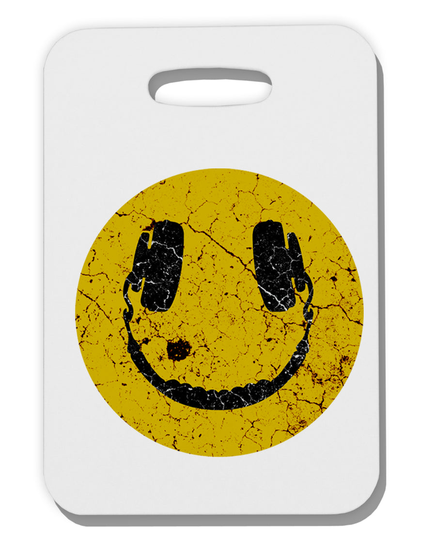 EDM Smiley Face Thick Plastic Luggage Tag by TooLoud-Luggage Tag-TooLoud-White-One Size-Davson Sales