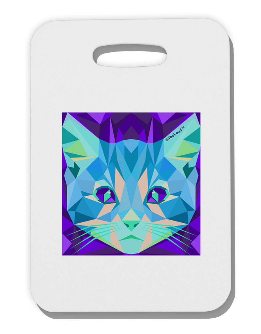 Geometric Kitty Inverted Thick Plastic Luggage Tag-Luggage Tag-TooLoud-White-One Size-Davson Sales