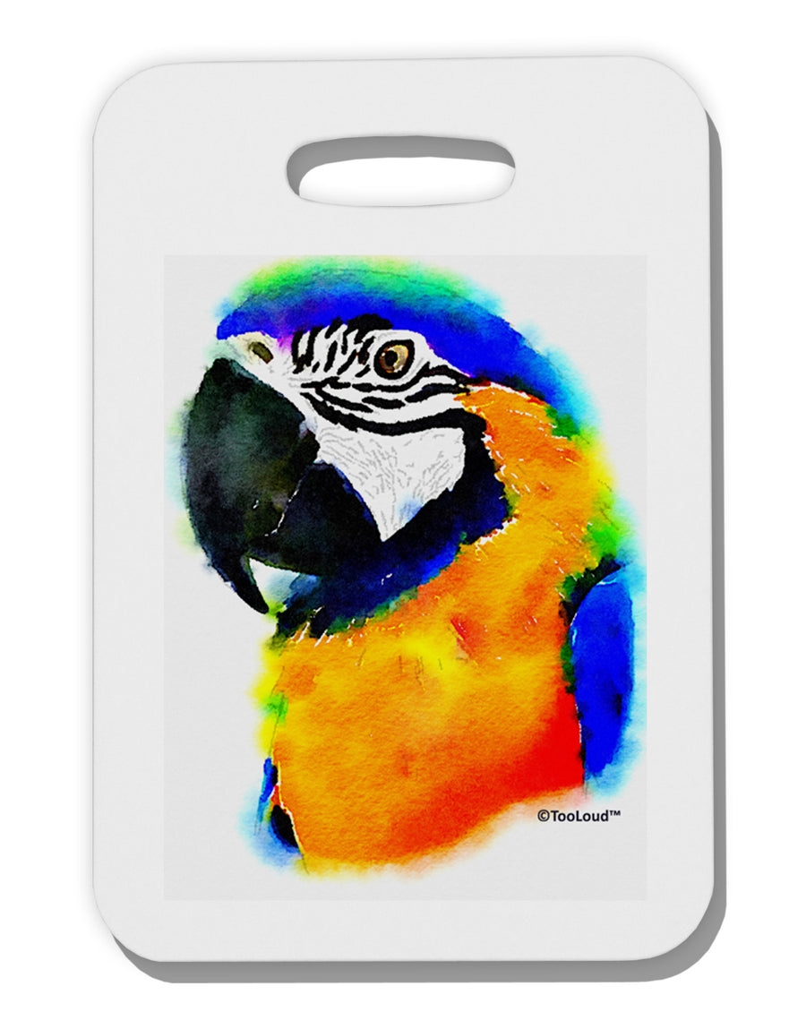 Brightly Colored Parrot Watercolor Thick Plastic Luggage Tag-Luggage Tag-TooLoud-White-One Size-Davson Sales