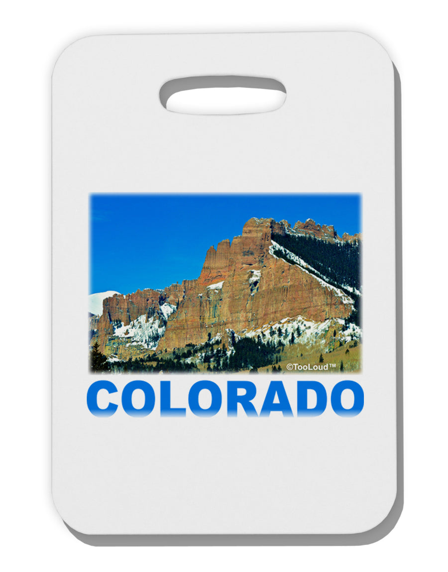 Colorado Snowy Mountains Text Thick Plastic Luggage Tag-Luggage Tag-TooLoud-White-One Size-Davson Sales