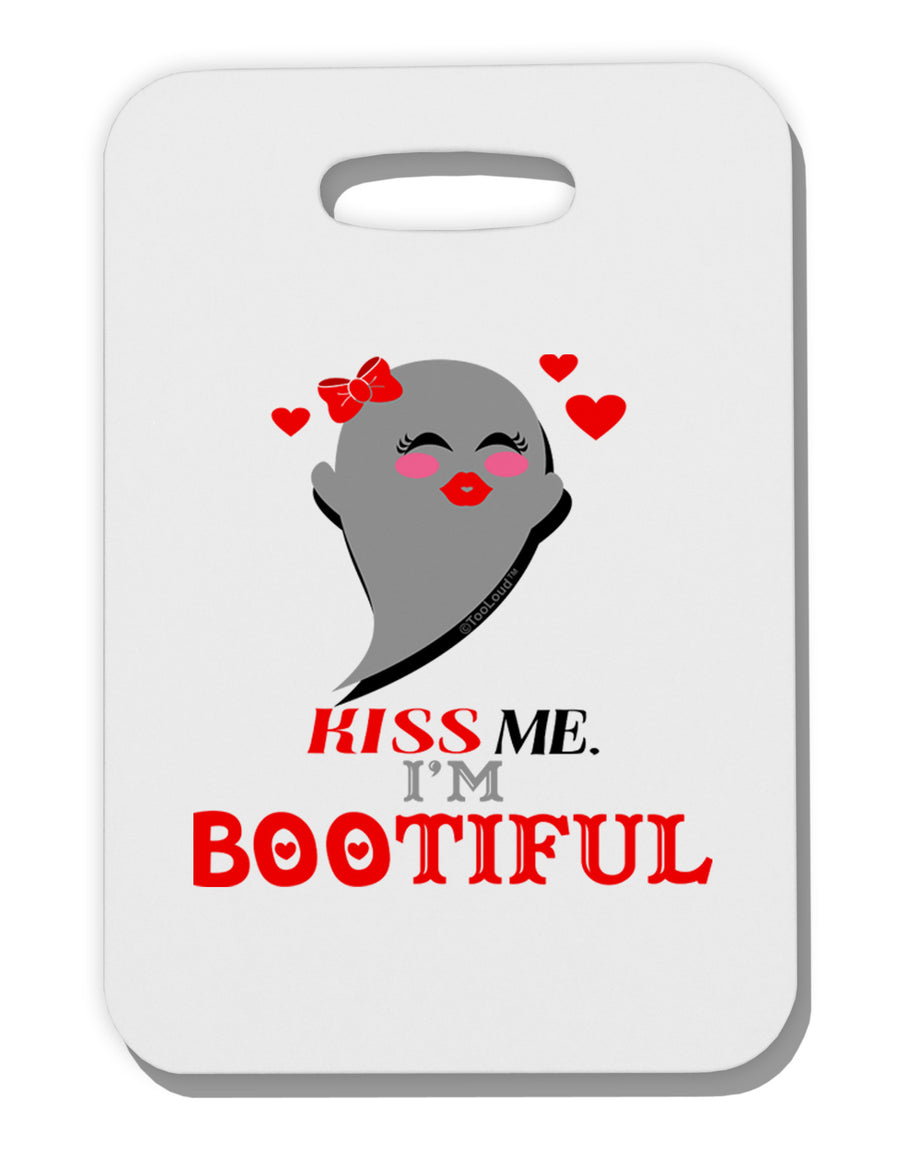 Kiss Me BOOtiful Ghost Red Thick Plastic Luggage Tag-Luggage Tag-TooLoud-White-One Size-Davson Sales