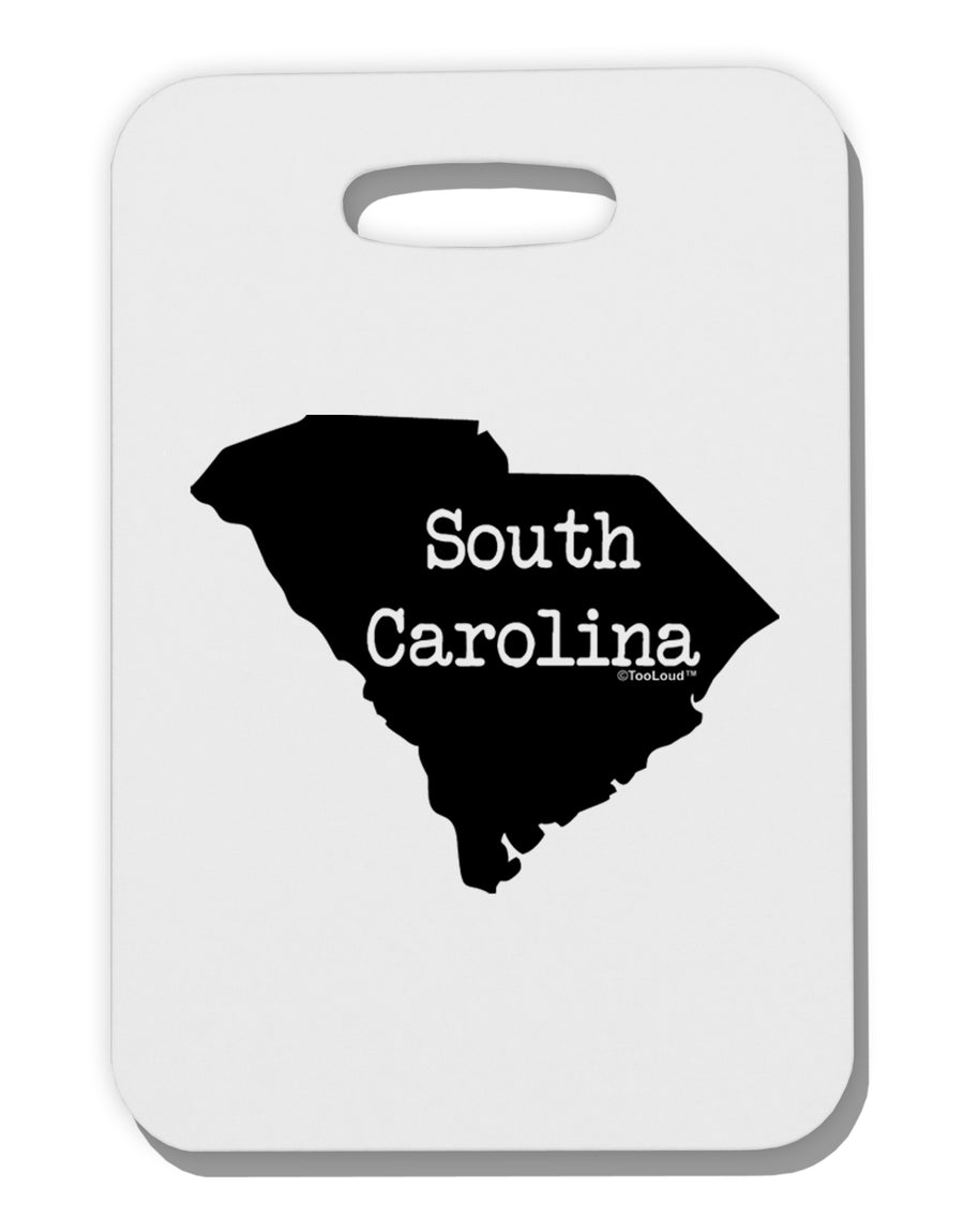 South Carolina - United States Shape Thick Plastic Luggage Tag by TooLoud-Luggage Tag-TooLoud-White-One Size-Davson Sales