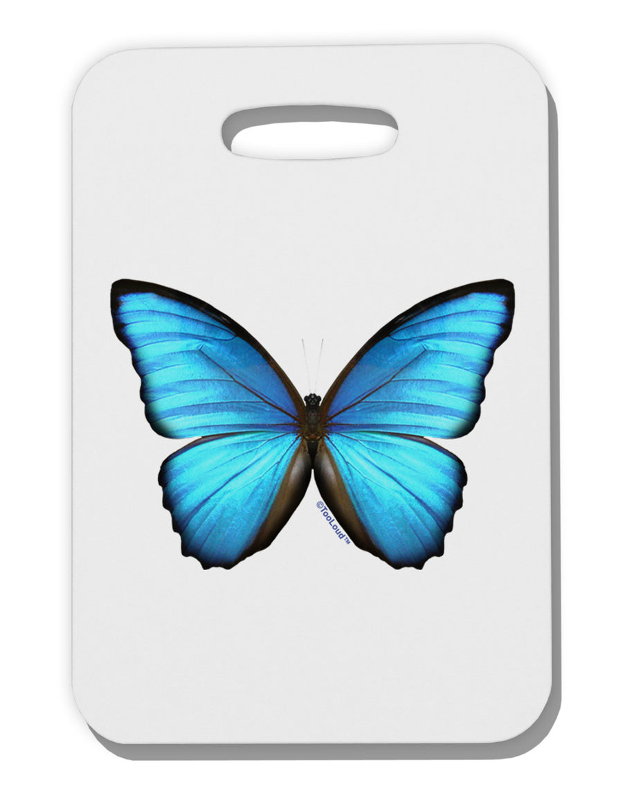 Big Blue Butterfly Thick Plastic Luggage Tag-Luggage Tag-TooLoud-White-One Size-Davson Sales