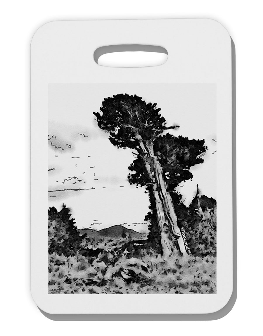 Colorado Landscape Watercolor BW Thick Plastic Luggage Tag-Luggage Tag-TooLoud-White-One Size-Davson Sales