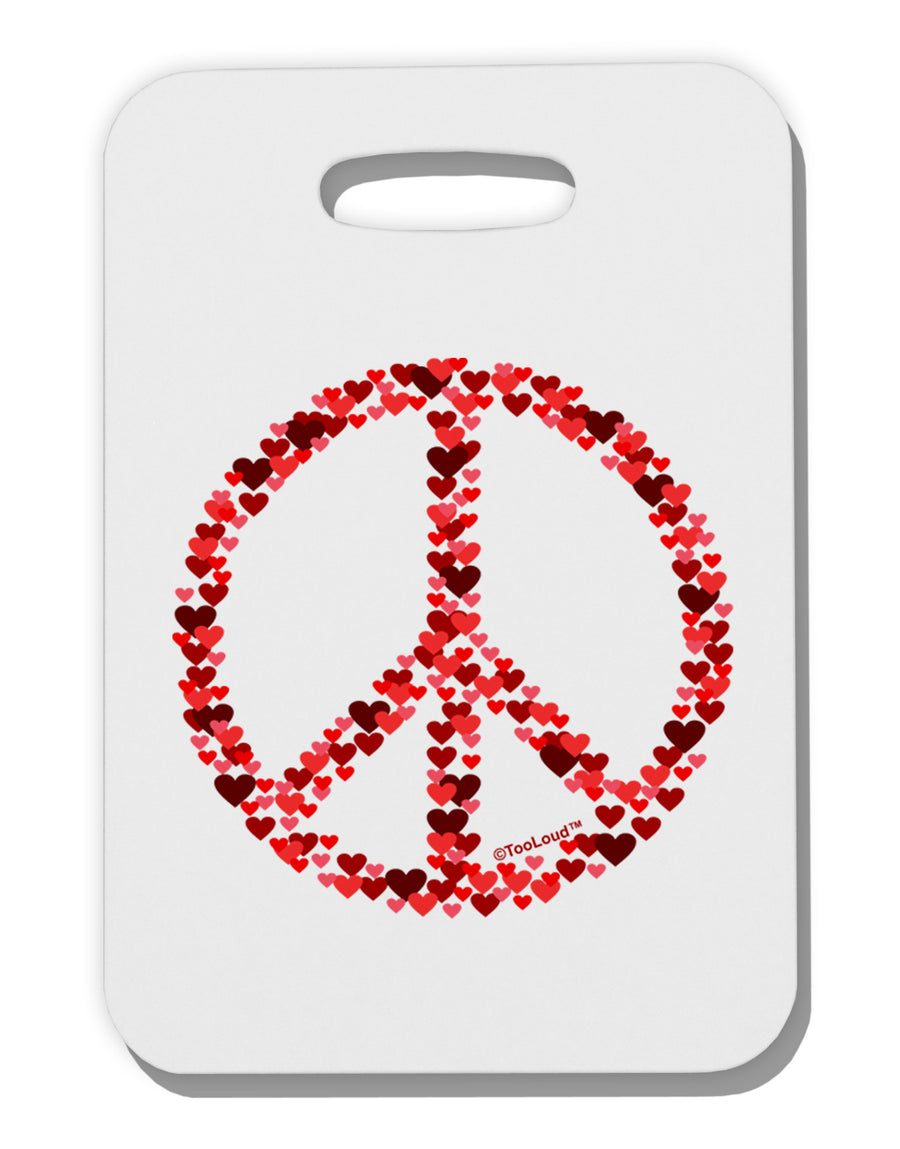 Peace Sign Hearts Red Thick Plastic Luggage Tag-Luggage Tag-TooLoud-White-One Size-Davson Sales