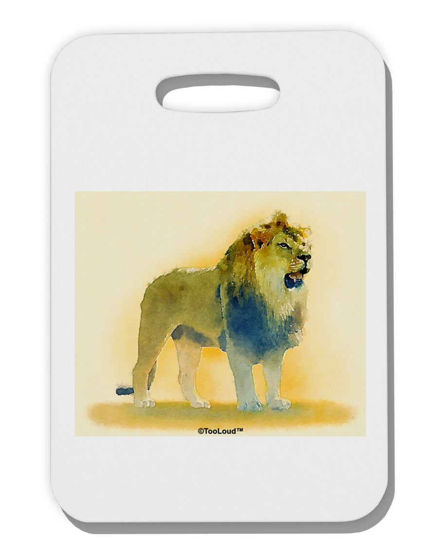 Lion Watercolor 1 Thick Plastic Luggage Tag-Luggage Tag-TooLoud-White-One Size-Davson Sales