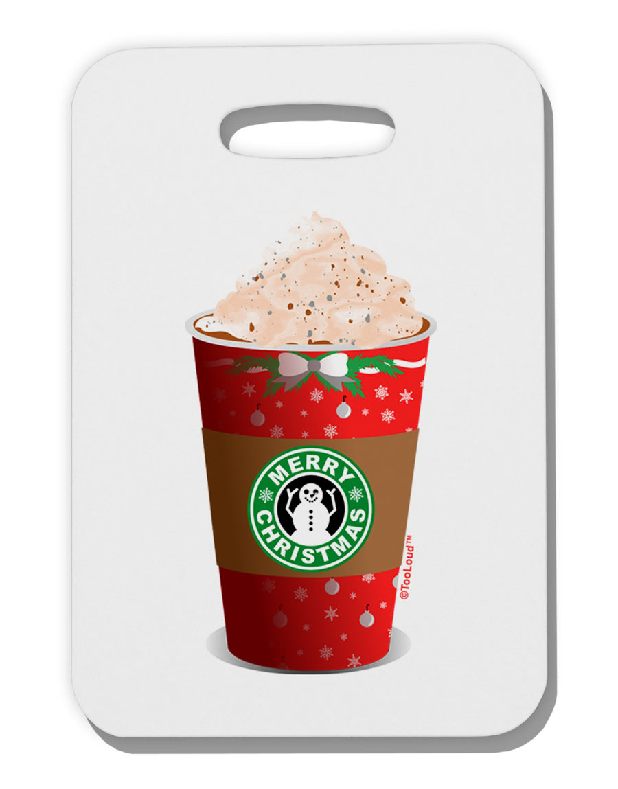 Merry Christmas Latte Cup Thick Plastic Luggage Tag-Luggage Tag-TooLoud-White-One Size-Davson Sales