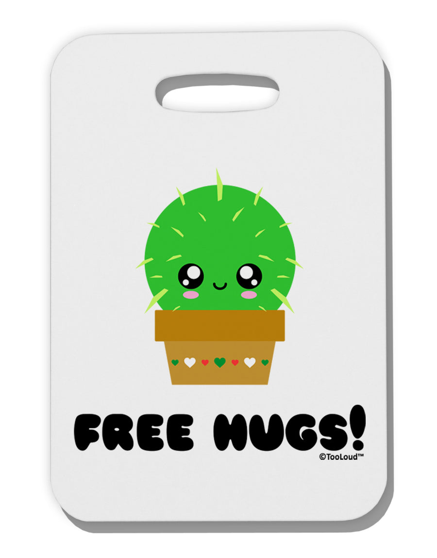 Cute Cactus - Free Hugs Thick Plastic Luggage Tag-Luggage Tag-TooLoud-White-One Size-Davson Sales