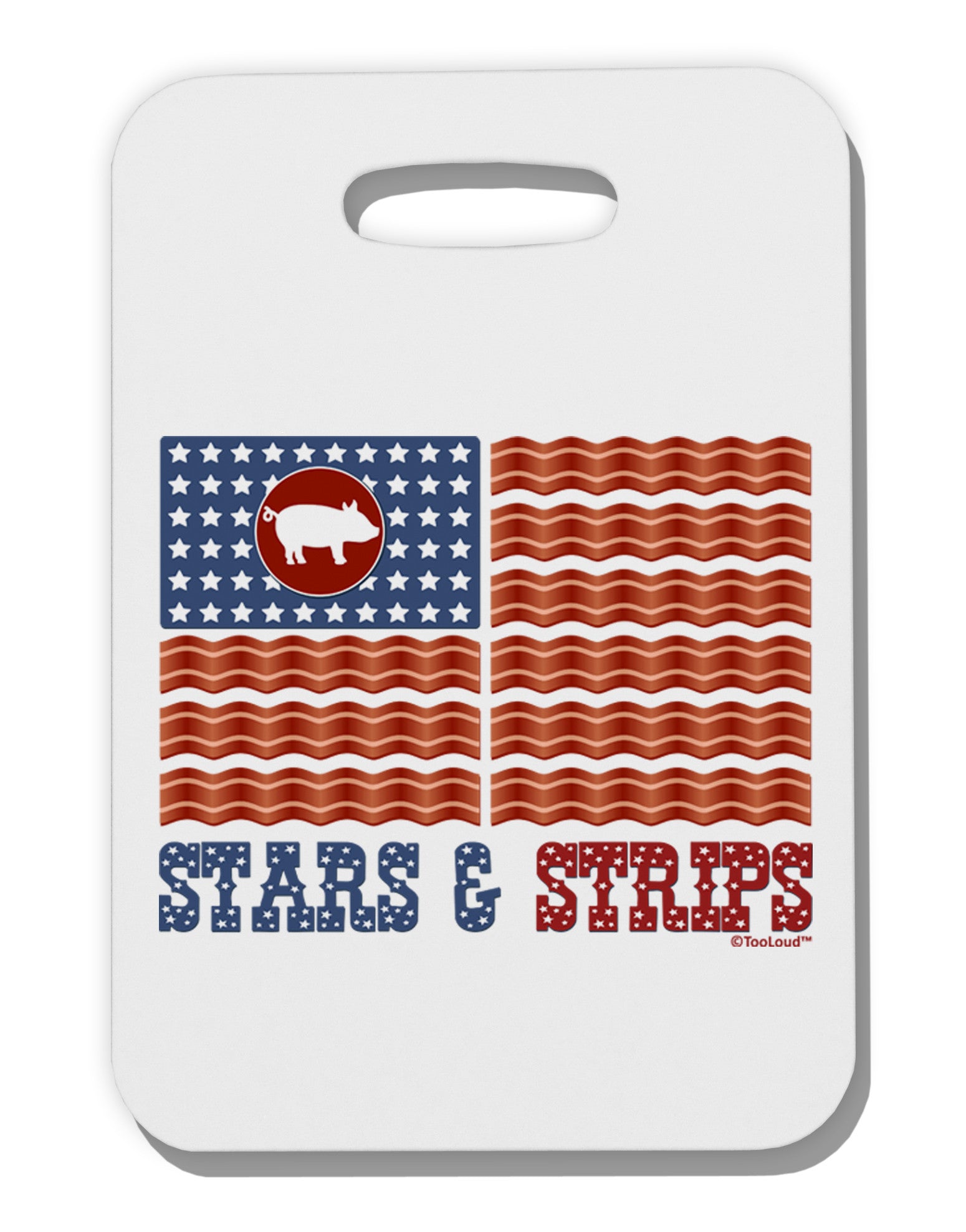 American Bacon Flag - Stars and Strips Thick Plastic Luggage Tag-Luggage Tag-TooLoud-White-One Size-Davson Sales