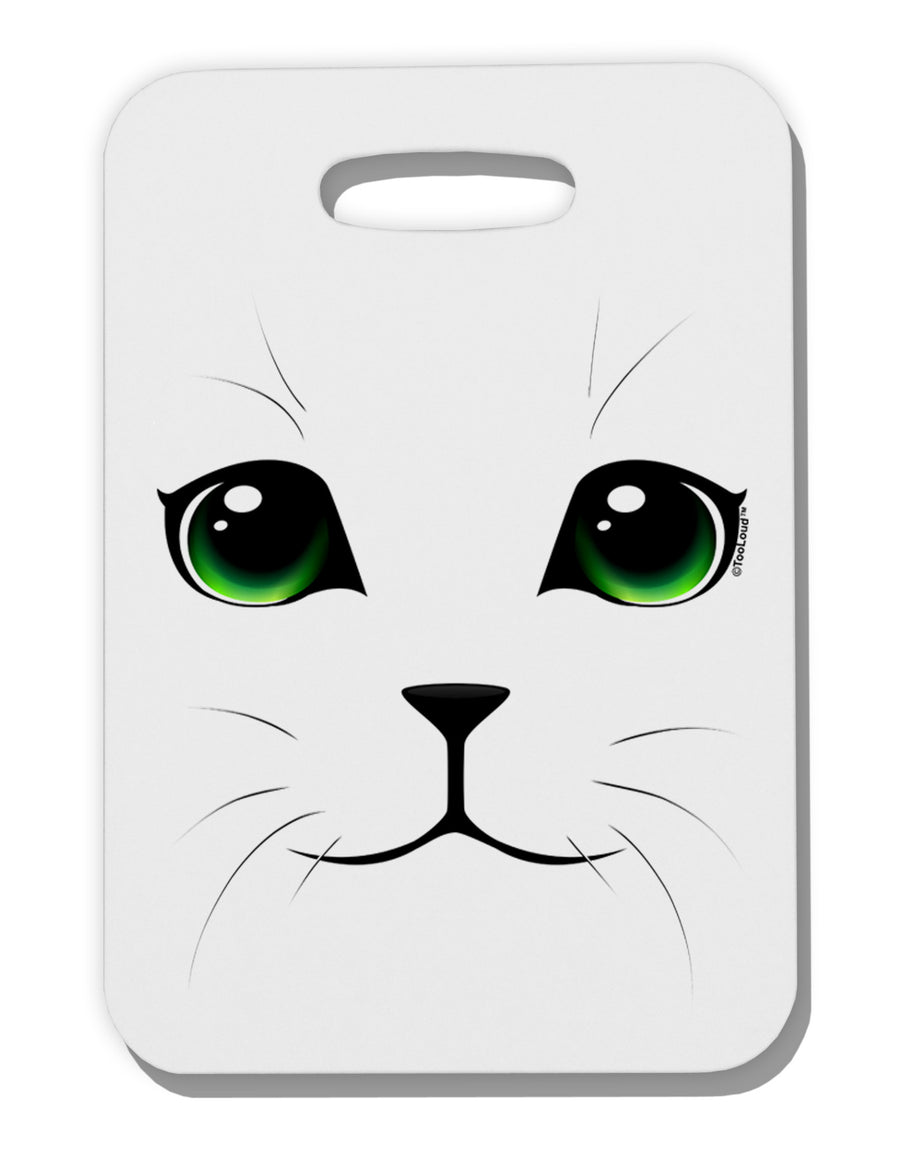 Green-Eyed Cute Cat Face Thick Plastic Luggage Tag-Luggage Tag-TooLoud-White-One Size-Davson Sales