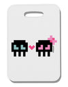 8-Bit Skull Love - Boy and Girl Thick Plastic Luggage Tag-Luggage Tag-TooLoud-White-One Size-Davson Sales