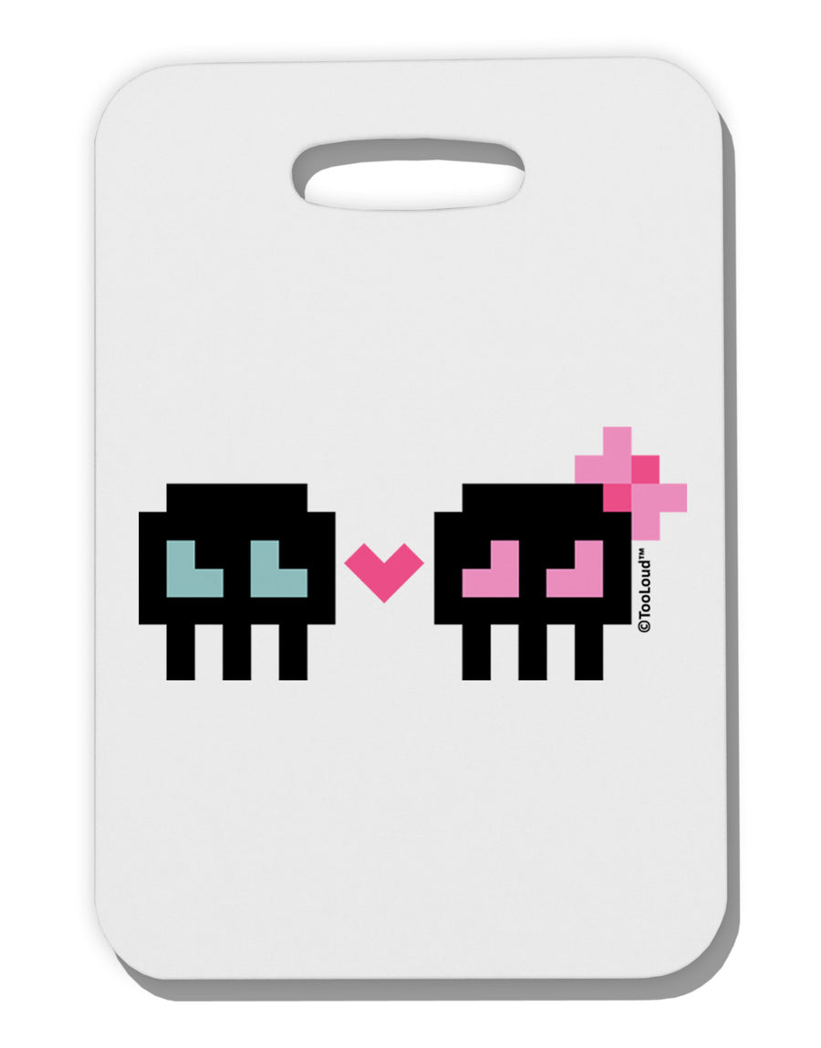 8-Bit Skull Love - Boy and Girl Thick Plastic Luggage Tag-Luggage Tag-TooLoud-White-One Size-Davson Sales