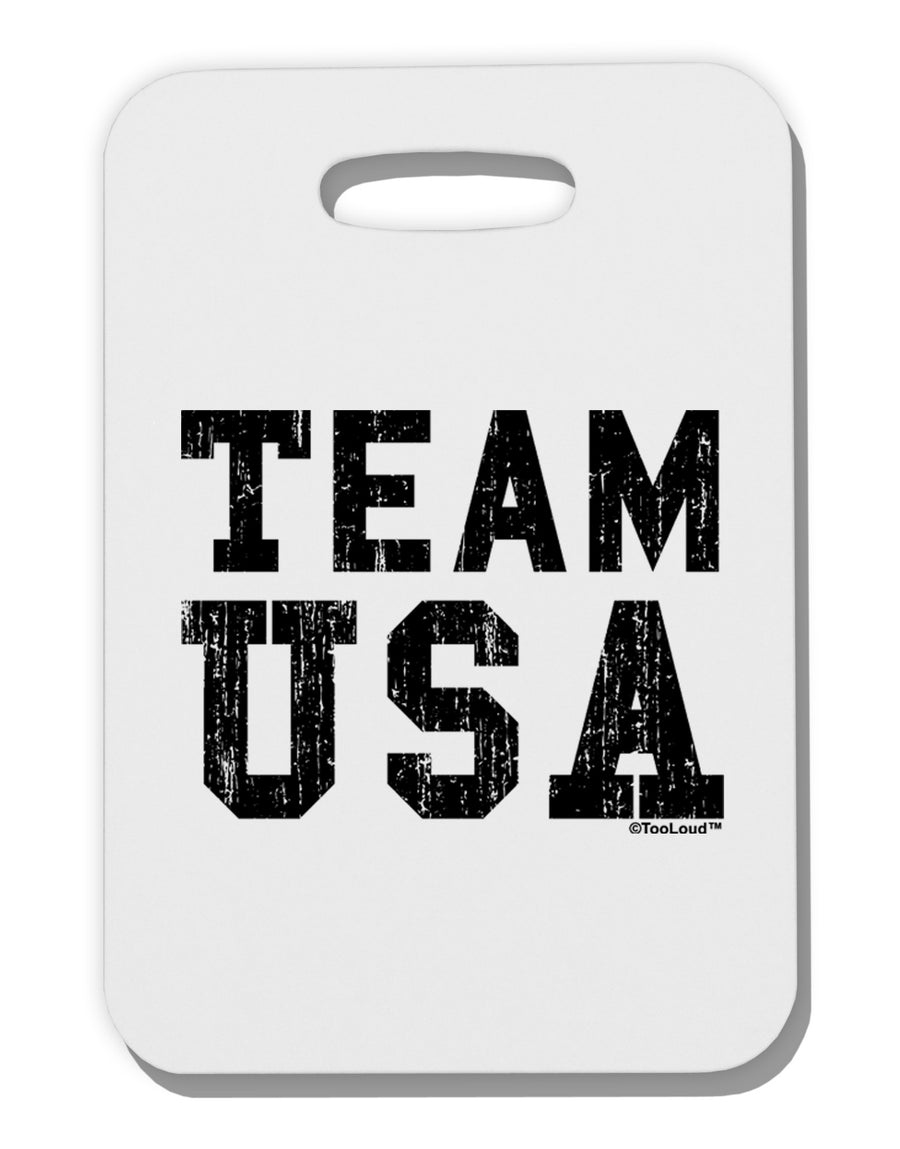 Team USA Distressed Text Thick Plastic Luggage Tag-Luggage Tag-TooLoud-White-One Size-Davson Sales