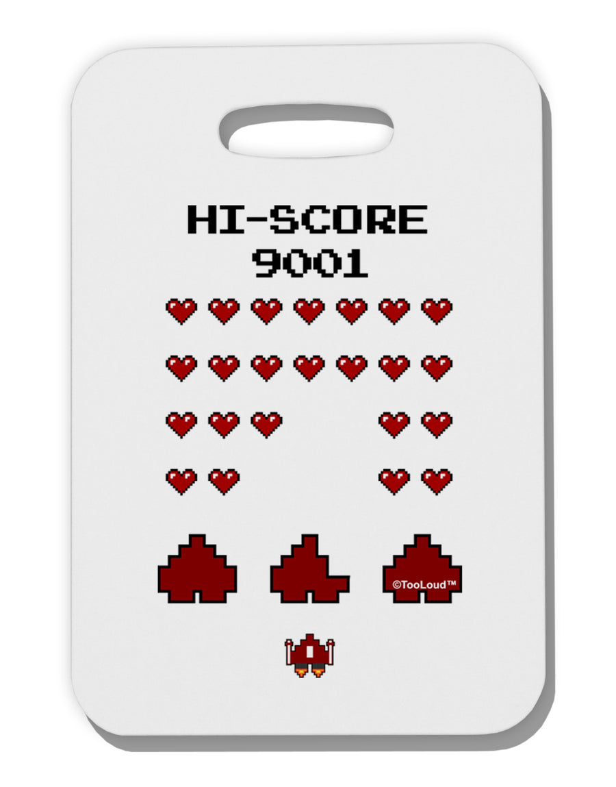 Pixel Heart Invaders Design Thick Plastic Luggage Tag-Luggage Tag-TooLoud-White-One Size-Davson Sales