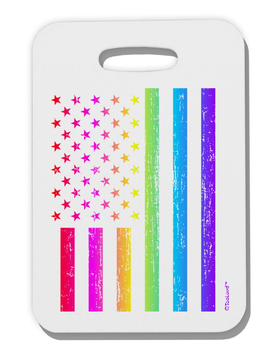 American Pride - Rainbow Flag Thick Plastic Luggage Tag-Luggage Tag-TooLoud-White-One Size-Davson Sales