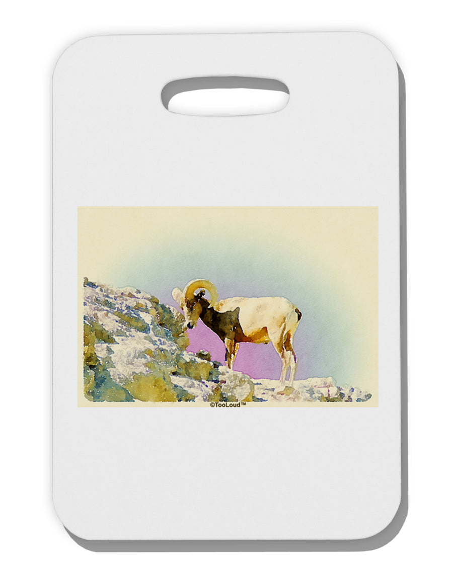 Bighorn Ram Watercolor Thick Plastic Luggage Tag-Luggage Tag-TooLoud-White-One Size-Davson Sales