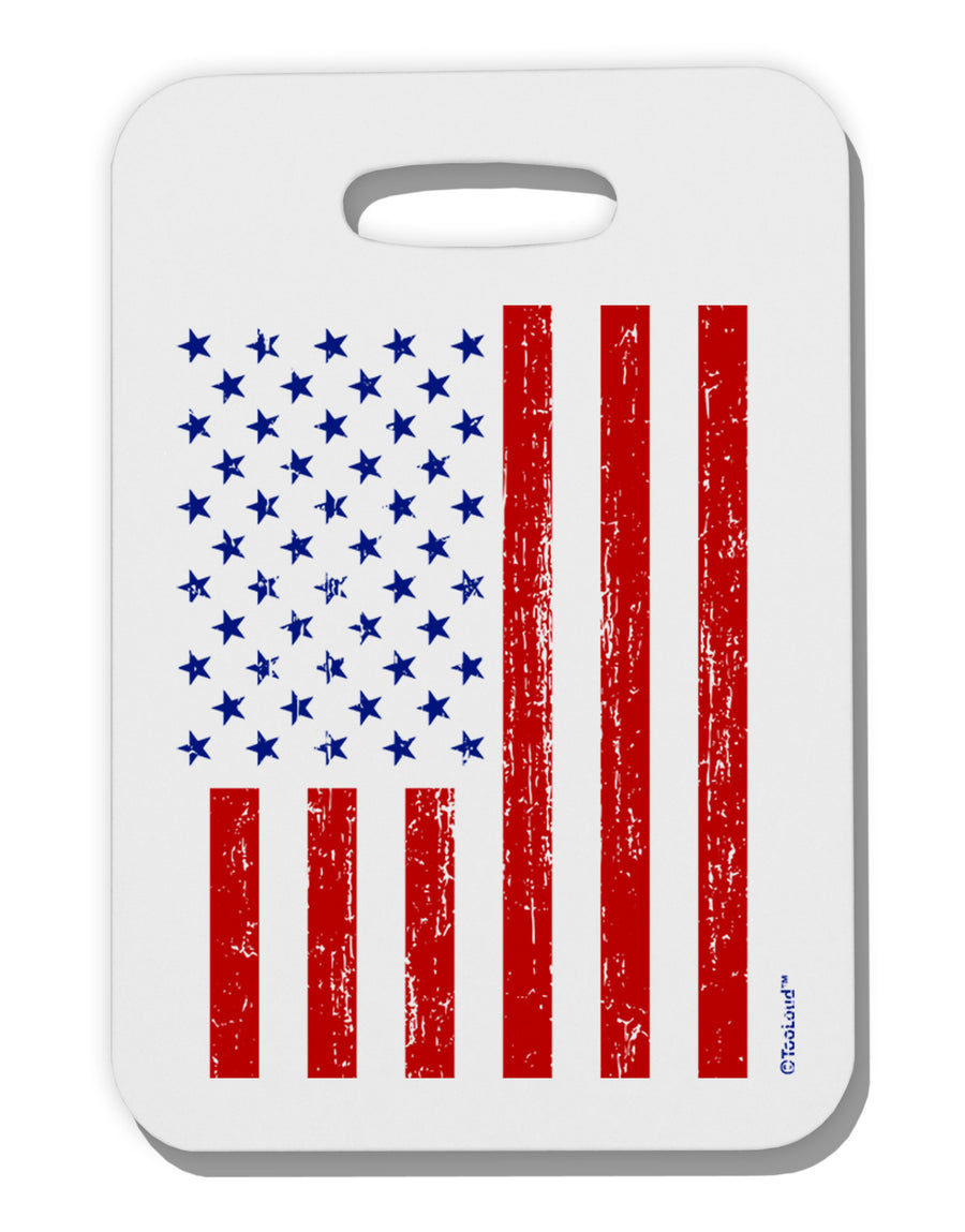 Red and Blue Stamp Style American Flag - Distressed Thick Plastic Luggage Tag by TooLoud-Luggage Tag-TooLoud-White-One Size-Davson Sales