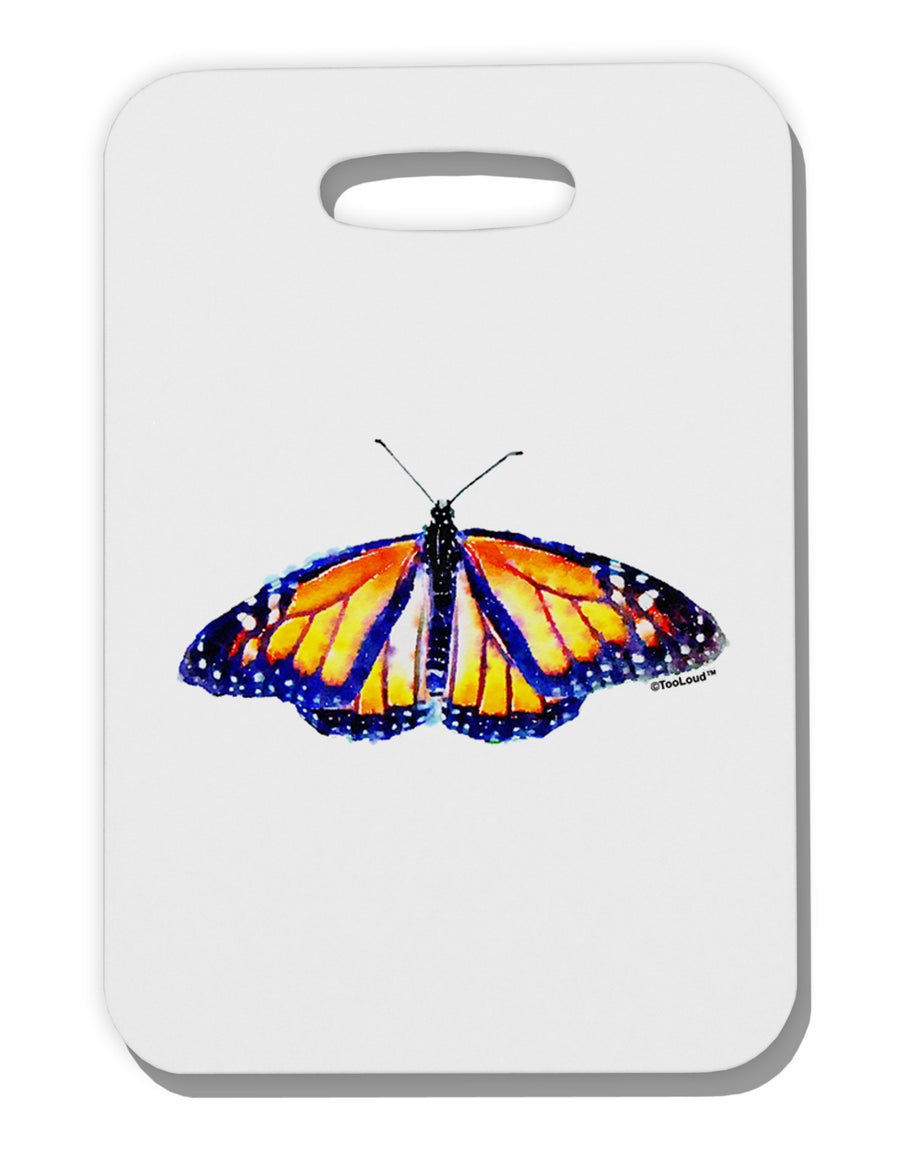 TooLoud Watercolor Monarch Butterfly Thick Plastic Luggage Tag-Luggage Tag-TooLoud-White-One Size-Davson Sales