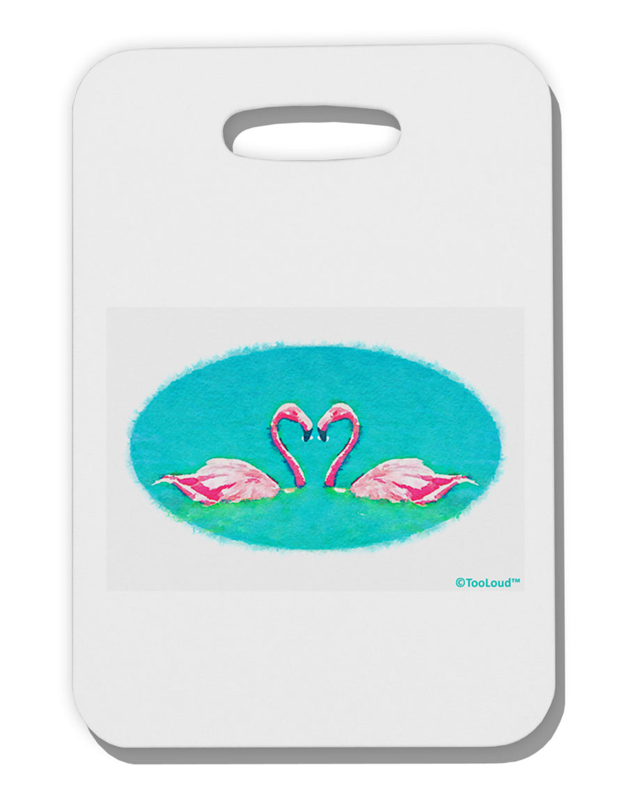 Love Birds - Flamingos Watercolor Thick Plastic Luggage Tag-Luggage Tag-TooLoud-White-One Size-Davson Sales