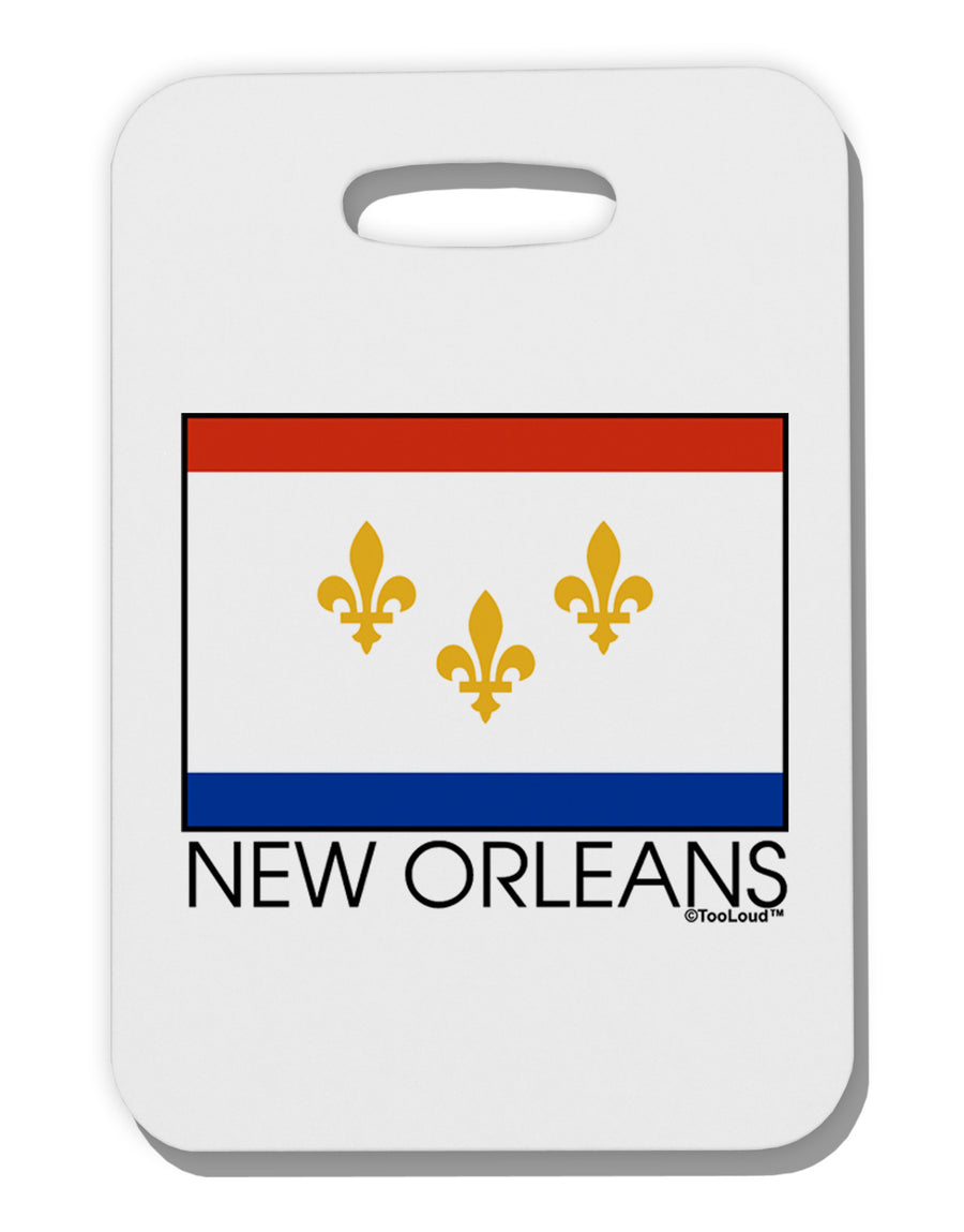 New Orleans Louisiana Flag Text Thick Plastic Luggage Tag-Luggage Tag-TooLoud-White-One Size-Davson Sales