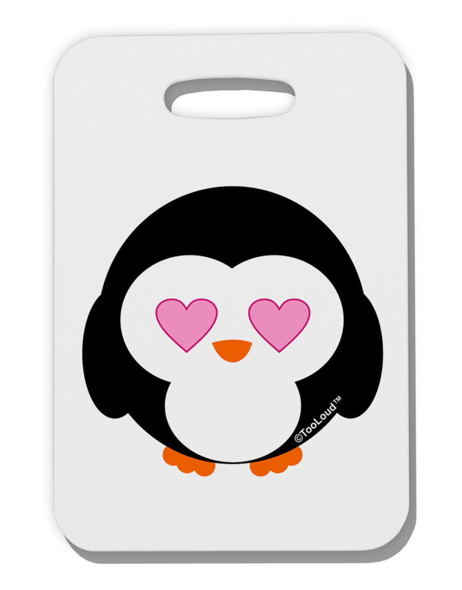 Cute Penguin - Heart Eyes Thick Plastic Luggage Tag by TooLoud-Luggage Tag-TooLoud-White-One Size-Davson Sales