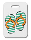 Striped Flip Flops - Teal and Orange Thick Plastic Luggage Tag-Luggage Tag-TooLoud-White-One Size-Davson Sales