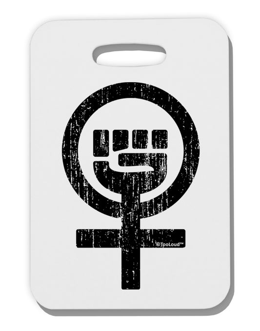Distressed Feminism Symbol Thick Plastic Luggage Tag-Luggage Tag-TooLoud-White-One Size-Davson Sales
