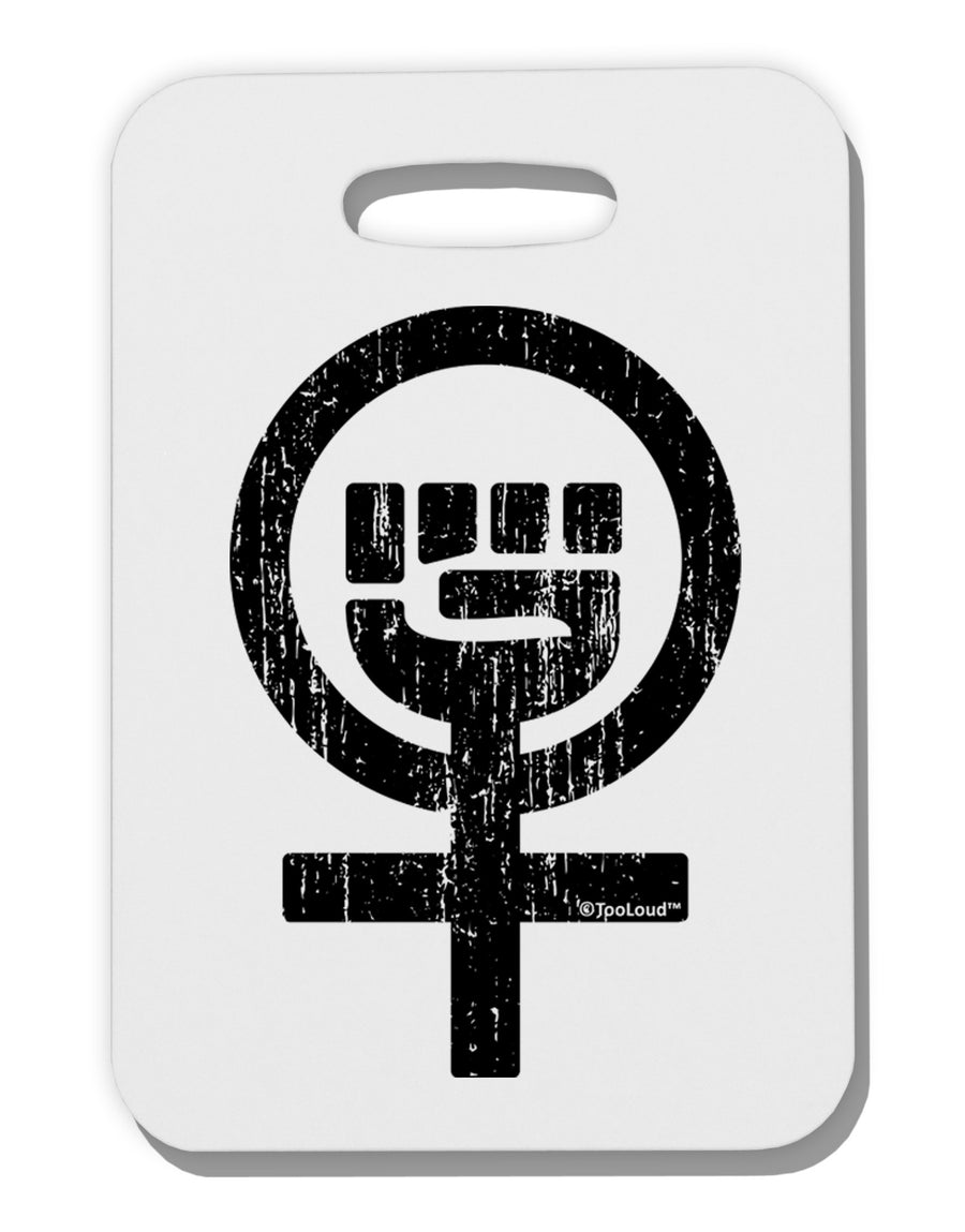 Distressed Feminism Symbol Thick Plastic Luggage Tag-Luggage Tag-TooLoud-White-One Size-Davson Sales