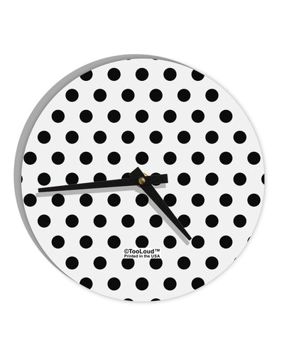 Black Polka Dots on White 10 InchRound Wall Clock All Over Print by TooLoud-Wall Clock-TooLoud-White-Davson Sales