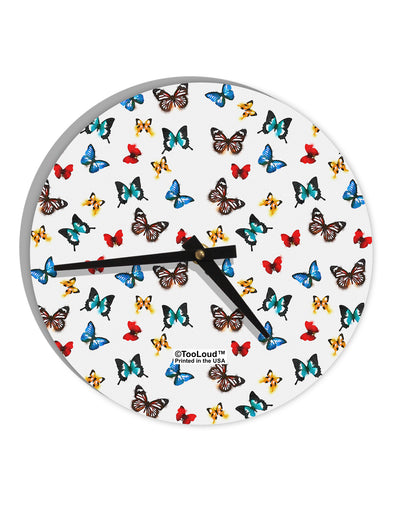 Watercolor Butterflies AOP 10 InchRound Wall Clock All Over Print-Wall Clock-TooLoud-White-Davson Sales