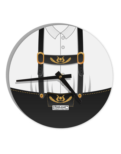 Lederhosen Costume Black 10 InchRound Wall Clock All Over Print by TooLoud-Wall Clock-TooLoud-White-Davson Sales