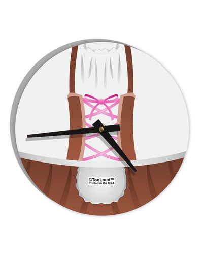 Dirndl Costume Brown 10 InchRound Wall Clock All Over Print by TooLoud-Wall Clock-TooLoud-White-Davson Sales