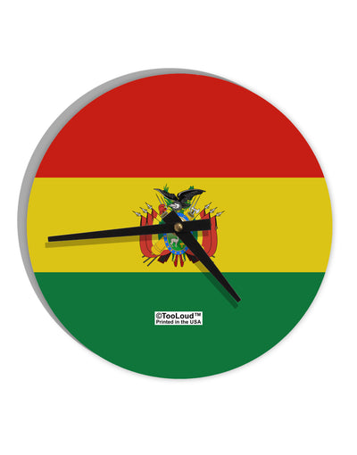 Bolivia Flag AOP 10 InchRound Wall Clock All Over Print-Wall Clock-TooLoud-White-Davson Sales