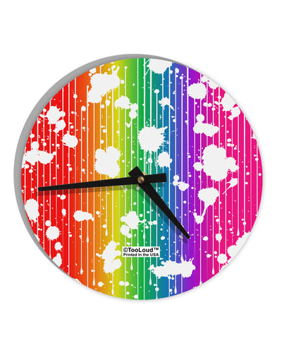 Splatter AOP - Rainbow 10 InchRound Wall Clock All Over Print-Wall Clock-TooLoud-White-Davson Sales