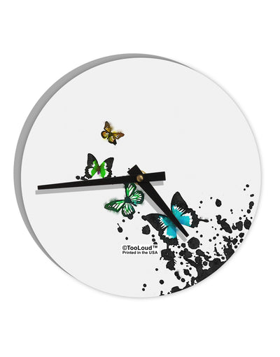 Splatter Butterflies AOP 10 InchRound Wall Clock All Over Print-Wall Clock-TooLoud-White-Davson Sales