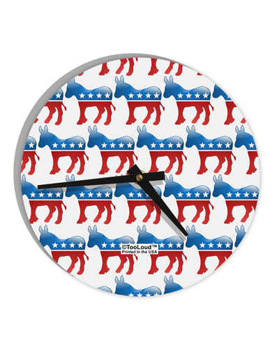 Democratic Symbol All Over 10 InchRound Wall Clock All Over Print-Wall Clock-TooLoud-White-Davson Sales