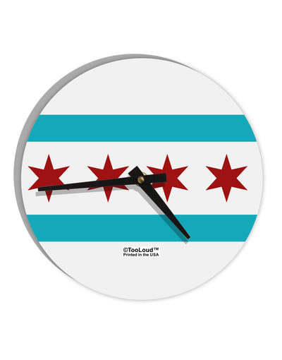 Chicago Flag AOP 10 InchRound Wall Clock All Over Print-Wall Clock-TooLoud-White-Davson Sales