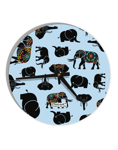 Mixed Elephants AOP 10 InchRound Wall Clock All Over Print-Wall Clock-TooLoud-White-Davson Sales