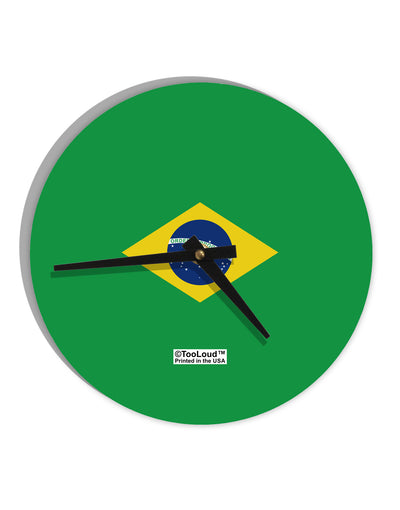 Brazil Flag AOP 10 InchRound Wall Clock All Over Print-Wall Clock-TooLoud-White-Davson Sales