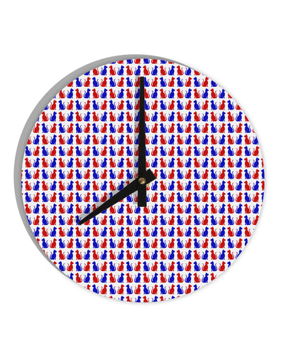 Patriotic Cat Pattern 10 InchRound Wall Clock All Over Print-Wall Clock-TooLoud-White-Davson Sales