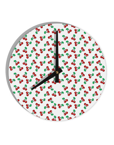 Cherries Everywhere 10 InchRound Wall Clock by TooLoud-Wall Clock-TooLoud-White-Davson Sales