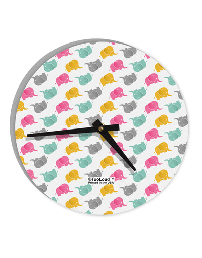 Cute Baby Elephants AOP 10 InchRound Wall Clock All Over Print-Wall Clock-TooLoud-White-Davson Sales