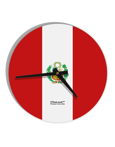 Peru Flag AOP 10 InchRound Wall Clock All Over Print-Wall Clock-TooLoud-White-Davson Sales