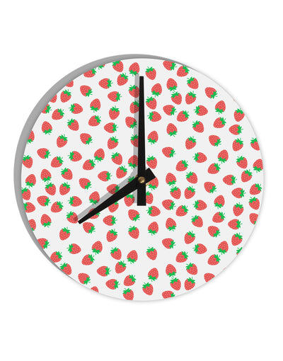 Strawberries Everywhere 10 InchRound Wall Clock by TooLoud-Wall Clock-TooLoud-White-Davson Sales