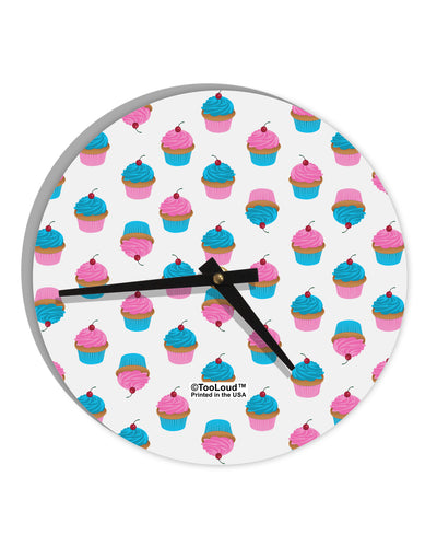 Cute Cupcakes AOP 10 InchRound Wall Clock All Over Print-Wall Clock-TooLoud-White-Davson Sales