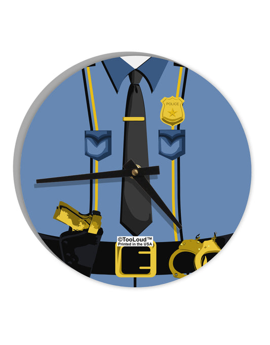 Police Blue-Gold AOP 10 InchRound Wall Clock All Over Print-Wall Clock-TooLoud-White-Davson Sales