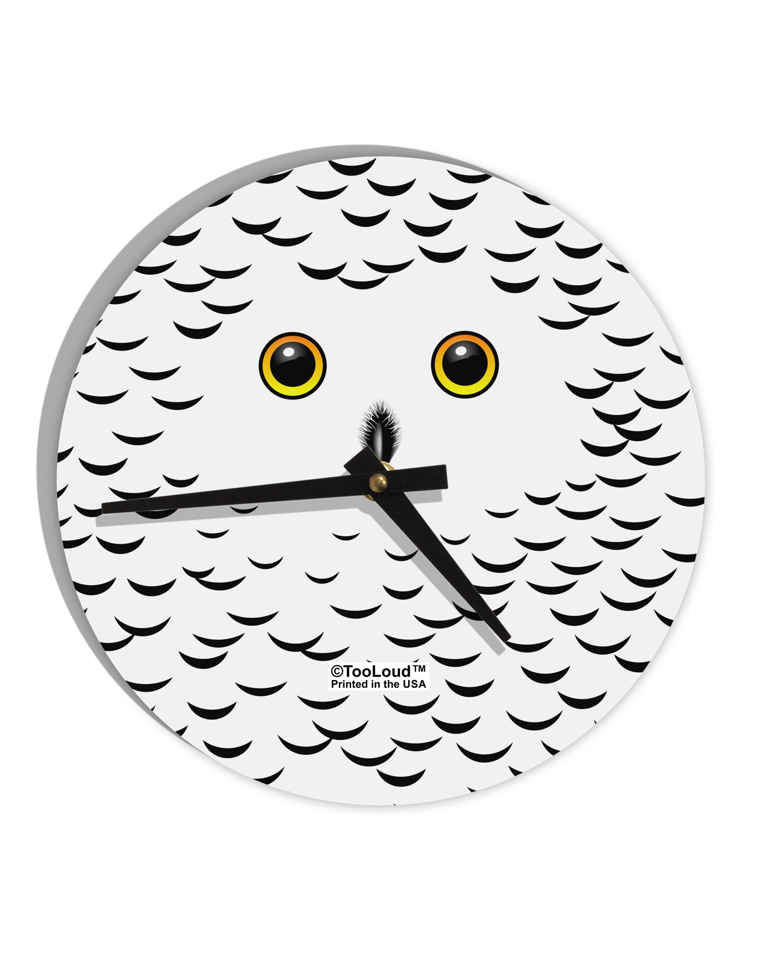 Snowy Owl Cute Animal Face 10 InchRound Wall Clock All Over Print-Wall Clock-TooLoud-White-Davson Sales