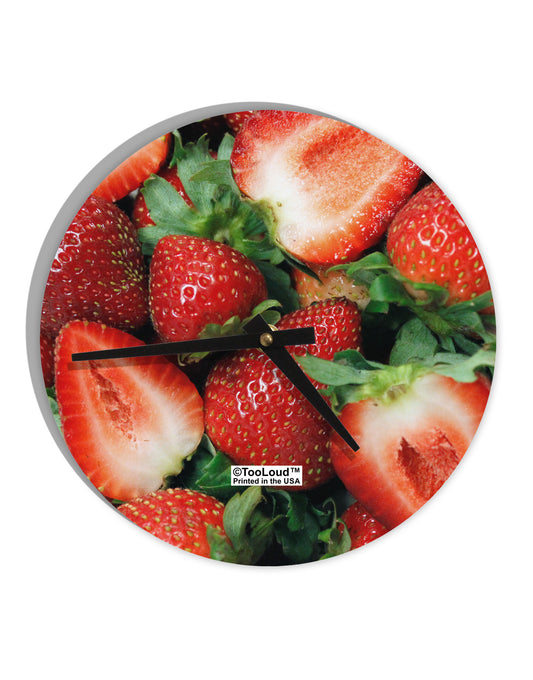 Strawberries All Over 10 InchRound Wall Clock All Over Print-Wall Clock-TooLoud-White-Davson Sales