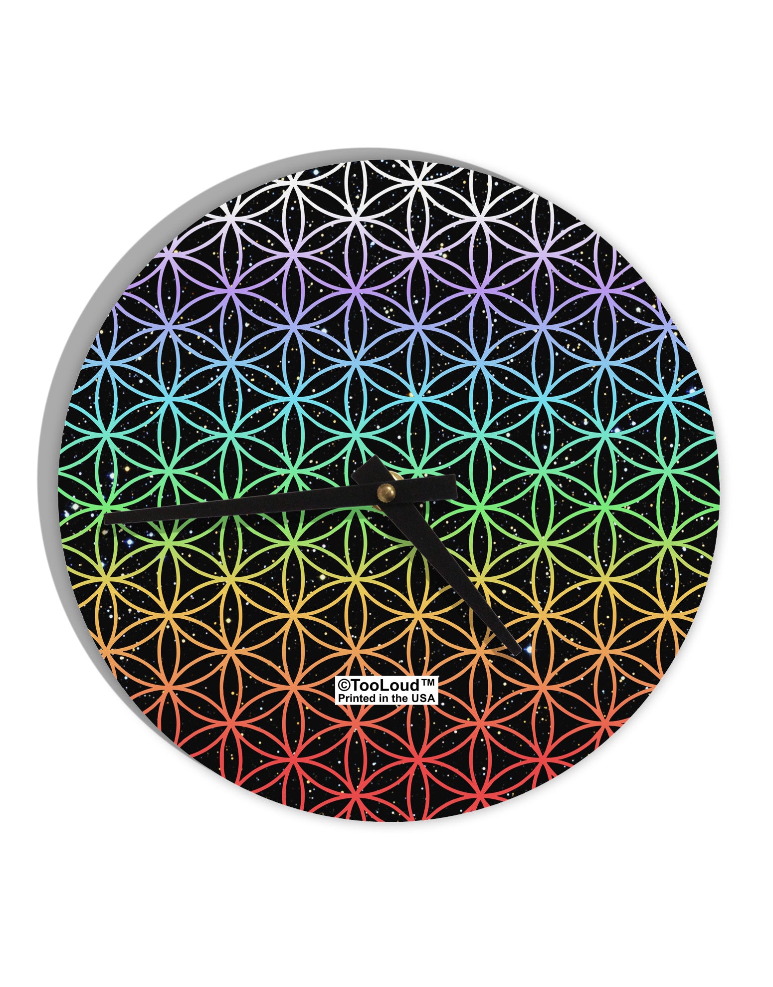Chakra Colors Flower of Life 10 InchRound Wall Clock All Over Print-Wall Clock-TooLoud-White-Davson Sales