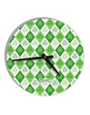 St Patrick's Day Green Shamrock Argyle 10 InchRound Wall Clock All Over Print-Wall Clock-TooLoud-White-Davson Sales